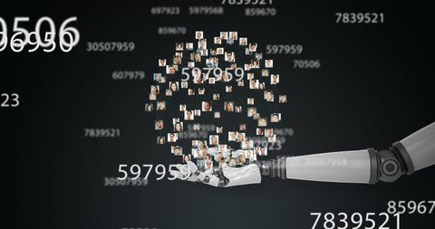 Robotic Arm Building Digital Image Cube with Data Numbers