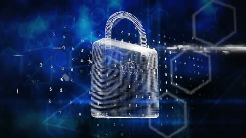 3D Digital Padlock Symbol Cybersecurity Concept