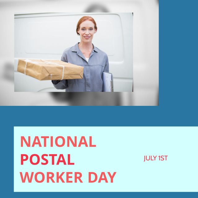 National Postal Worker Day Celebration With Delivery Woman Holding Parcel - Download Free Stock Templates Pikwizard.com