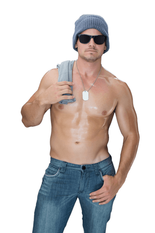 Fit Man With Hat and Sunglasses Isolated On Transparent Background