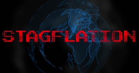 Stagflation Concept With Digital Globe Background