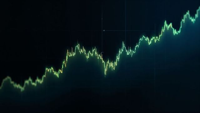 Luminous Neon Green Market Chart Showing Rising Jagged Line on Dark Data Grid Dashboard