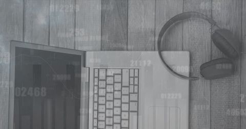 Data Processing Visualization with Laptop and Headphones - Download Free Stock Images Pikwizard.com