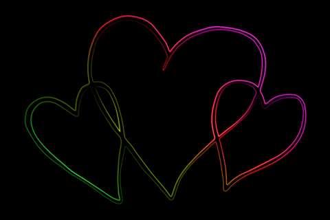 Colorful hearts with transparent background illustration