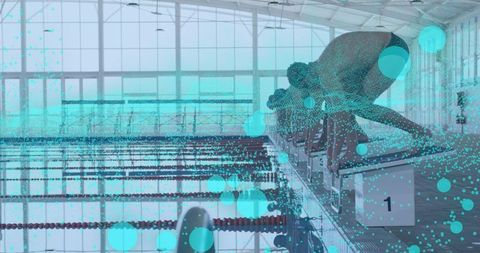 Swimmer Prepares to Dive: Merging Sport with Digital Innovation