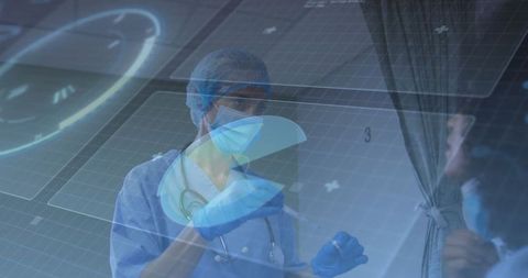 Healthcare professional in scrubs preparing syringe in clinical context
