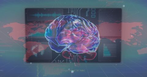 Data Processing Concept with Human Brain Over World Map - Download Free Stock Images Pikwizard.com
