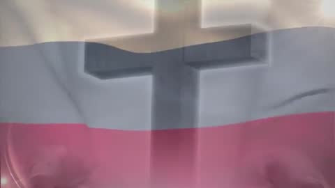 Tricolor Flag with Cross Motif Gently Flowing in Wind