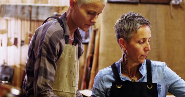 Two Skilled Women Artisans Working in a Traditional Workshop - Download Free Stock Images Pikwizard.com