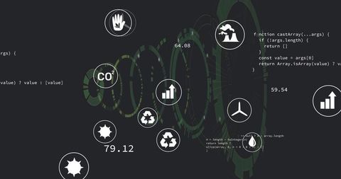 Data visualization with ecological icons and code interface