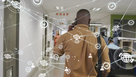 Businessman Experiencing Digital Networking Connections Concept