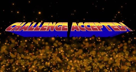 3D Challenge Accepted Typeface with Bokeh Glow Patterns