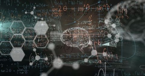 Brain and Math Formulas Overlay on Scientific Digital Screen - Download Free Stock Images Pikwizard.com