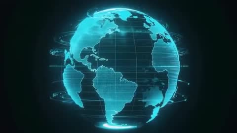 Futuristic Holographic Globe with Rotating Digital Rings
