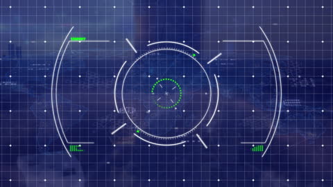 Futuristic Digital Network Interface with Circular Hologram