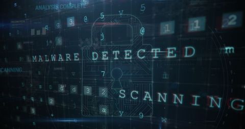Cybersecurity Warning with Digital Padlock and Malware Detection - Download Free Stock Images Pikwizard.com