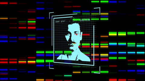 Digital Interface with Avatar and Colorful Data Streams