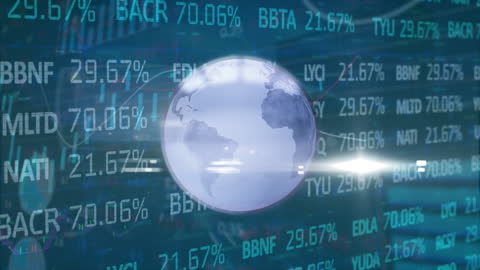 Rotating Globe with Data Projections for Technology Concept