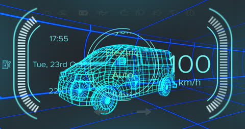 Futuristic Car Interface Animation with Digital Van Model