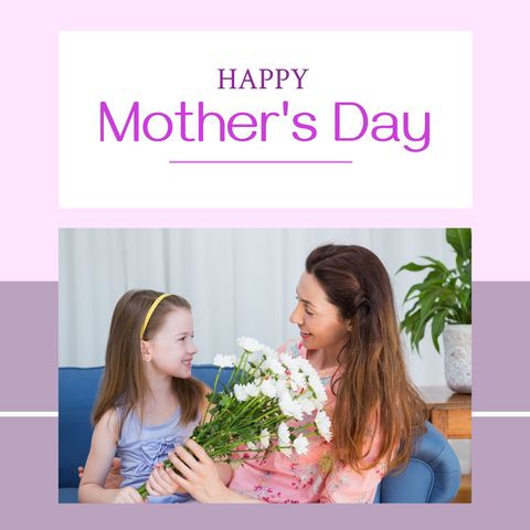 happy mother's day celebration with mother receiving bouquet - Download Free Stock Templates Pikwizard.com