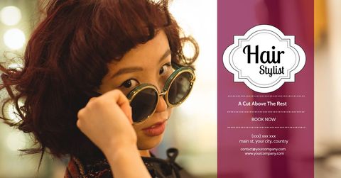 Trendy Woman Promoting Hair Salon with Sunglasses