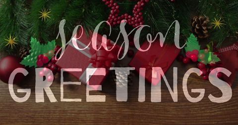 Season's Greetings Holiday Decor Festive Greeting Card - Download Free Stock Images Pikwizard.com