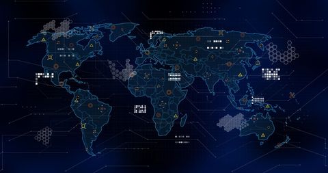 Digital World Map with Data Markers and Processing - Download Free Stock Images Pikwizard.com
