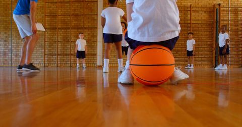 Children Practicing Basketball in School Gym - Download Free Stock Images Pikwizard.com