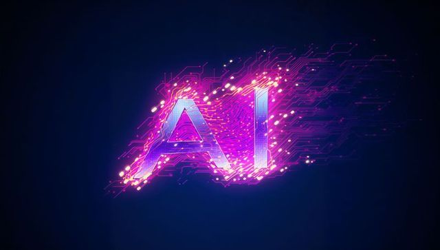 Pulsing AI Letters Emitting Neon Circuitry and Particle Sparks for Futuristic Tech Design