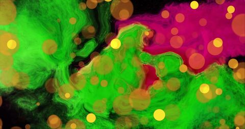 Vibrant abstract art with light orbs overlay