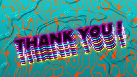Retro Neon Thank You Sign with Dynamic Liquid Background