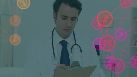 Doctor Analyzing Data in Modern Medical Environment