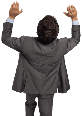 Transparent Businessman Interacting with Virtual Screen in Office Attire