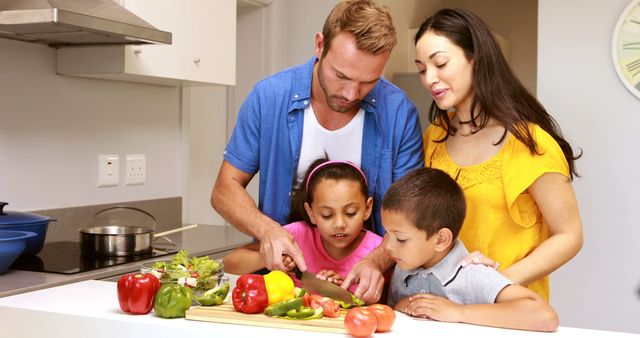 Mixed Heritage Family Cooking Together in Modern Kitchen - Download Free Stock Images Pikwizard.com