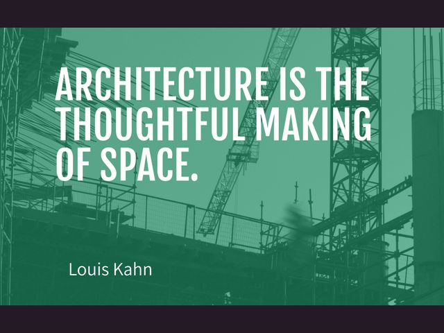 Ideal for aspiring architects, designers, and construction professionals, this image features an inspirational quote on architecture. It serves as excellent visual content for presentations, social media posts, educational materials, and promotional campaigns that focus on design, construction, and architectural insights.