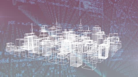 Futuristic Digital Cityscape with Data Interface Overlay