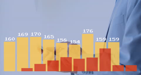 Business Professional Analyzing Bar Chart via Smartphone
