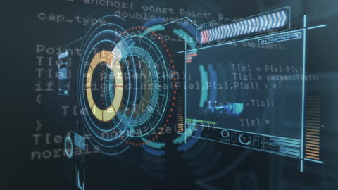 Futuristic Data Processing Animation with Holographic Interface
