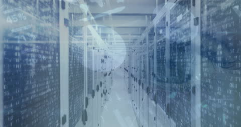 Futuristic Data Visualization in Electronic Server Room