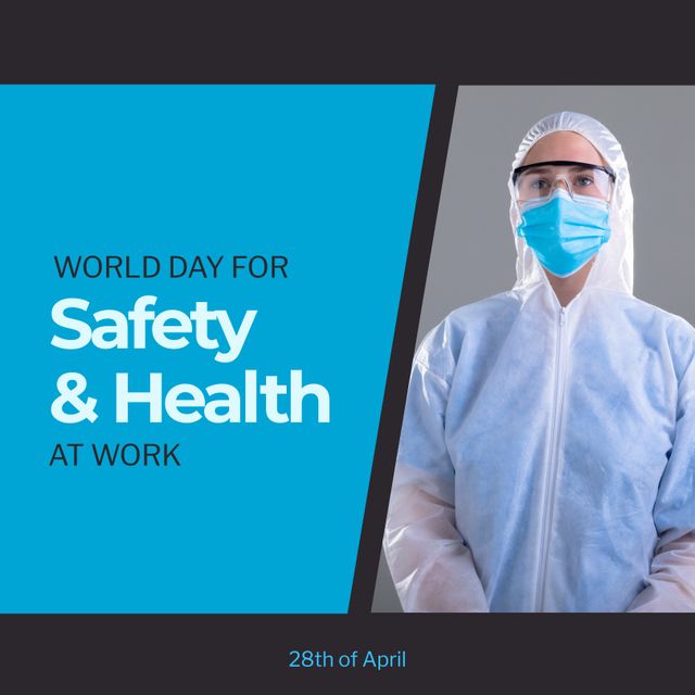 World Day for Safety and Health at Work Poster with Doctor in PPE Suit - Download Free Stock Templates Pikwizard.com