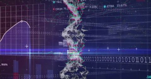 Futuristic Digital DNA Helix in Data-Driven Environment