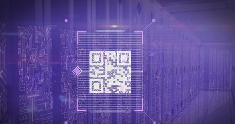 Digital QR Code Overlaid on High-Tech Server Room - Download Free Stock Images Pikwizard.com