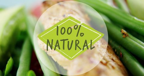 100 Percent Natural Over Fresh Green Vegetables