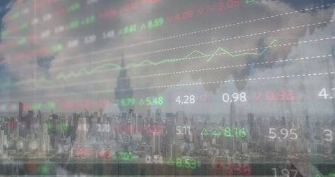 Dynamic Cityscape with Financial Stock Market Overlay