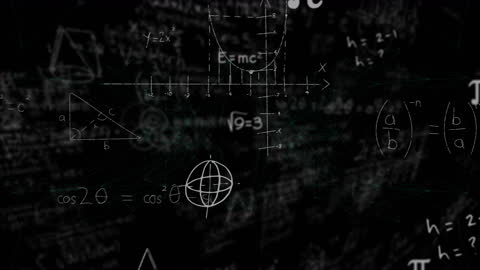 Mathematical Equations with Globe on Black Background