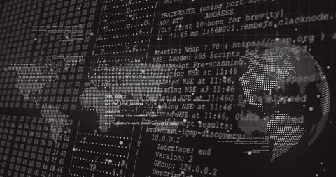 Digital Brain Animation with World Map for Cyber Security Concept