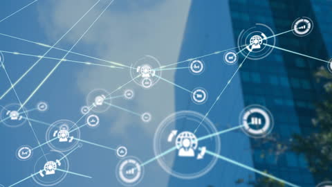 Digital Network Connections Overlay Cityscape