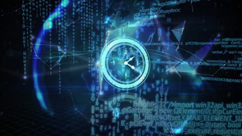 Digital World Clock with Data Connections Concept