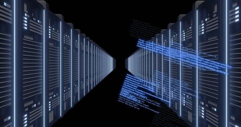 Digital data processing in dark server room