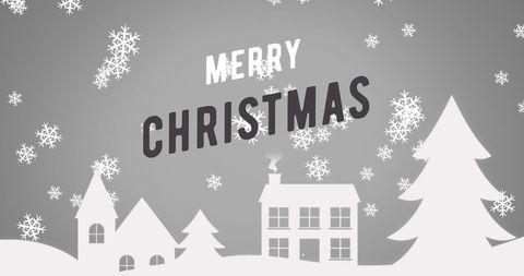 Snowflake Silhouette with Merry Christmas Greeting